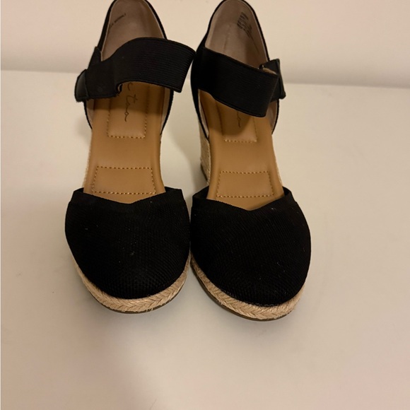 Black Wedge Espadrille Sandals - Picture 3 of 4
